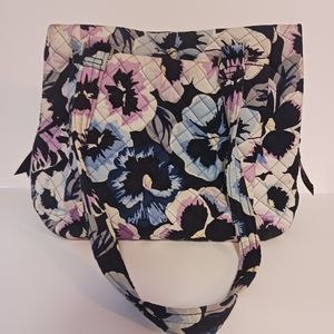 Vera Bradley Plum Pansies Shoulder Purse with Magnetic clasp